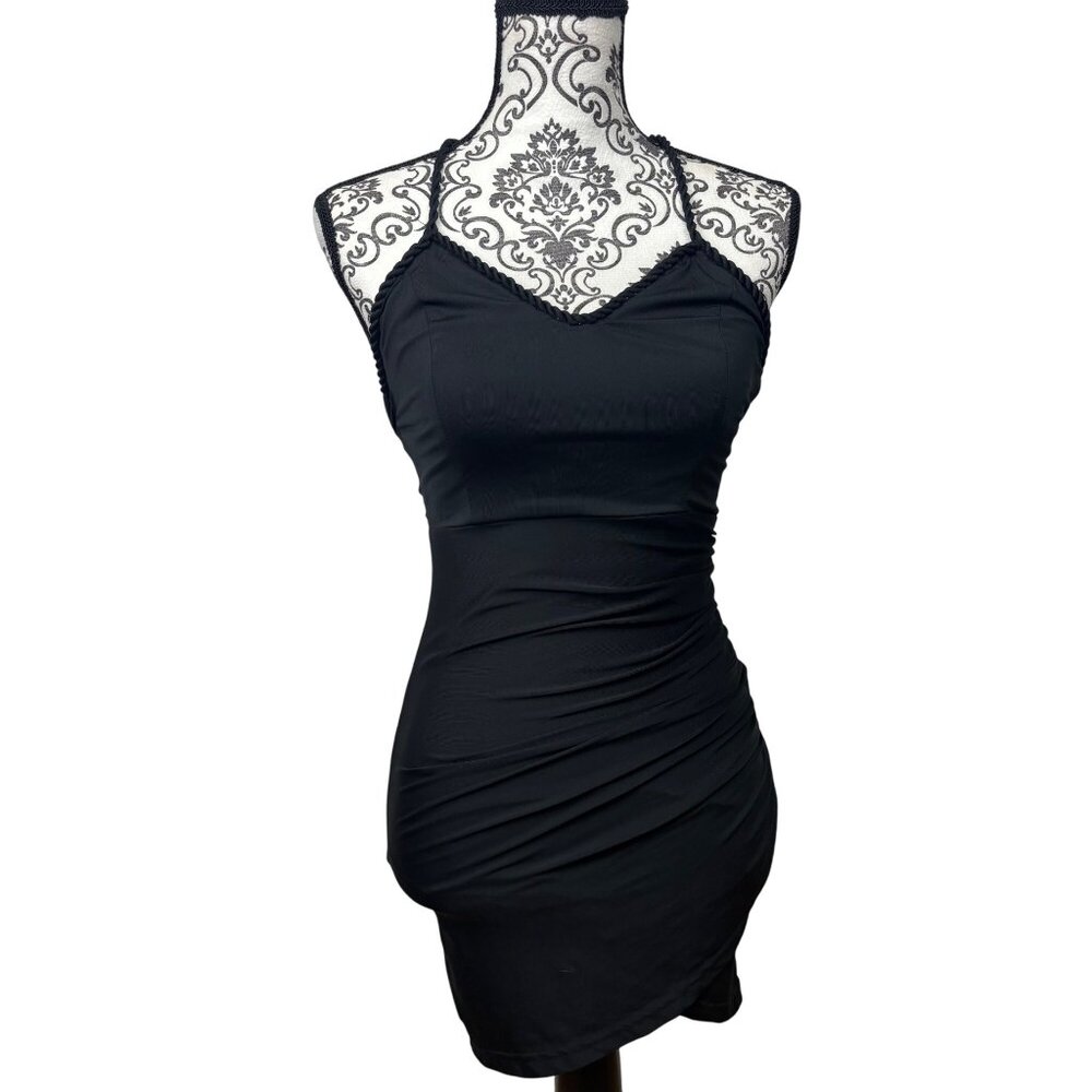 Fashion Nova Black Sleeveless Bodycon Mini Dress Strappy Back Sexy Whimsigoth